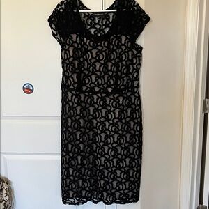 Lane Bryant Elegant Black Lace Overlay Top